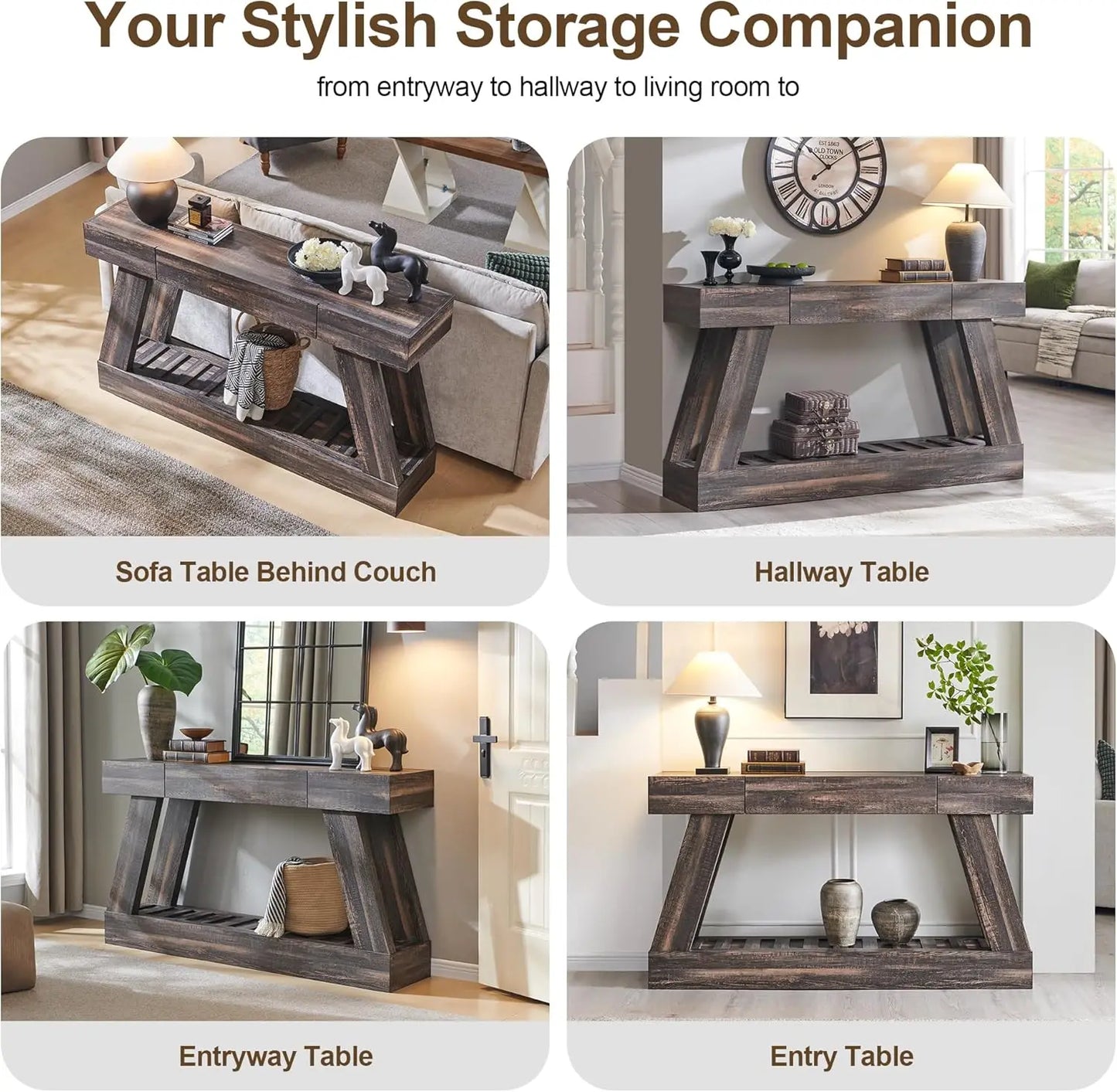 Tongyue Farmhouse Entryway Table With Drawer And Storage
