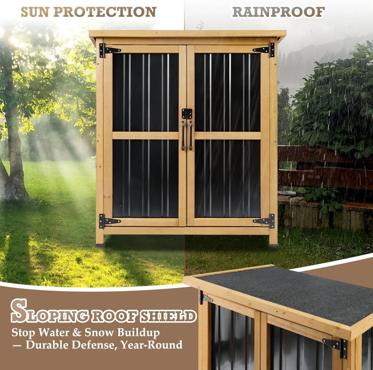 PetsCosset Outdoor Storage Shed Waterproof Garden Storage Cabinet GF31