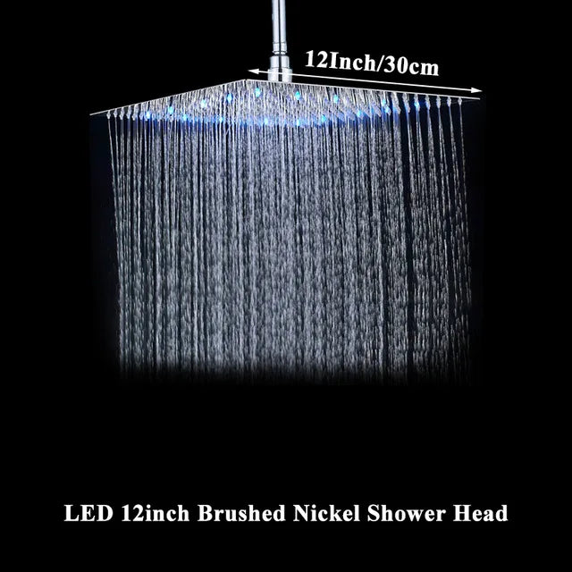 Wanmivezlo LED Square Rain Shower Head Brass UltraThin Ceiling Mount