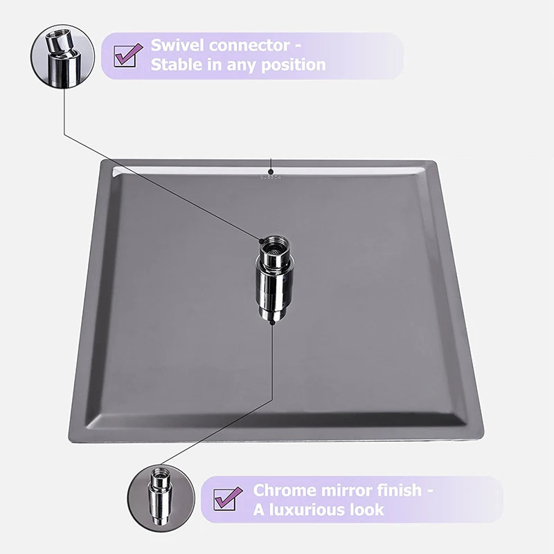 Wanmivezlo LED Square Rain Shower Head Brass UltraThin Ceiling Mount