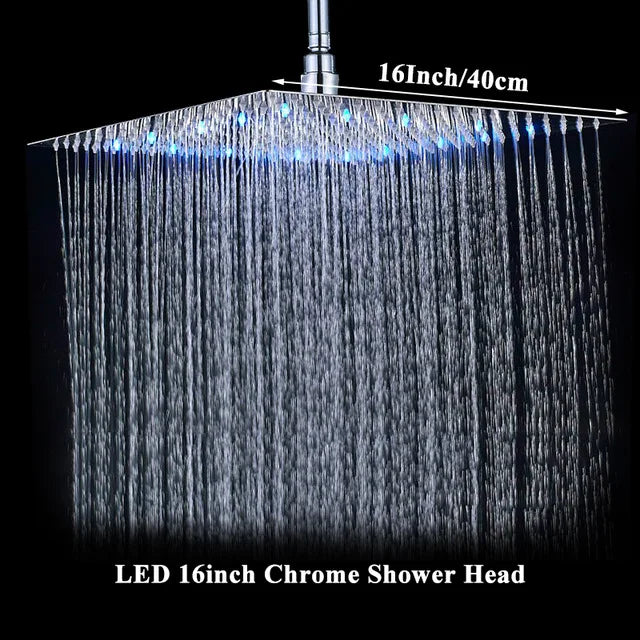 Wanmivezlo LED Square Rain Shower Head Brass UltraThin Ceiling Mount