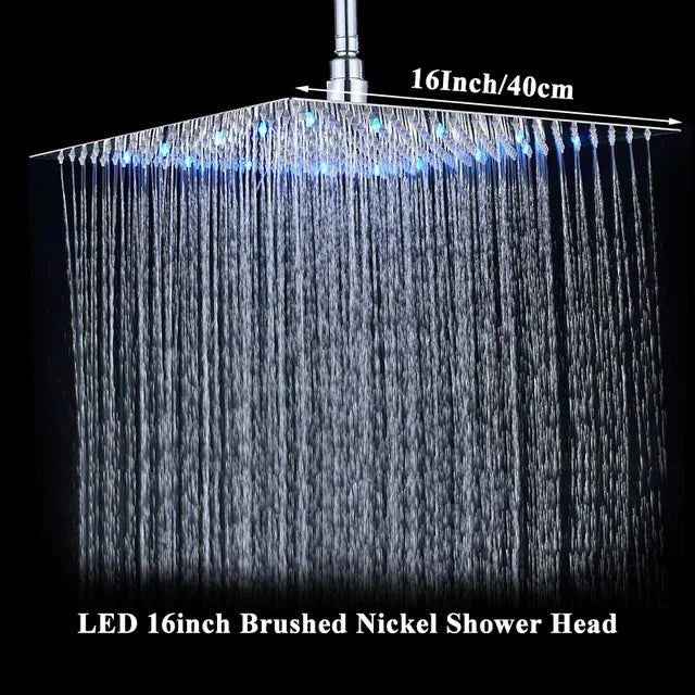 Wanmivezlo LED Square Rain Shower Head Brass UltraThin Ceiling Mount