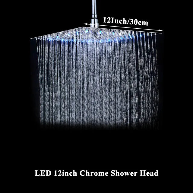 Wanmivezlo LED Square Rain Shower Head Brass UltraThin Ceiling Mount