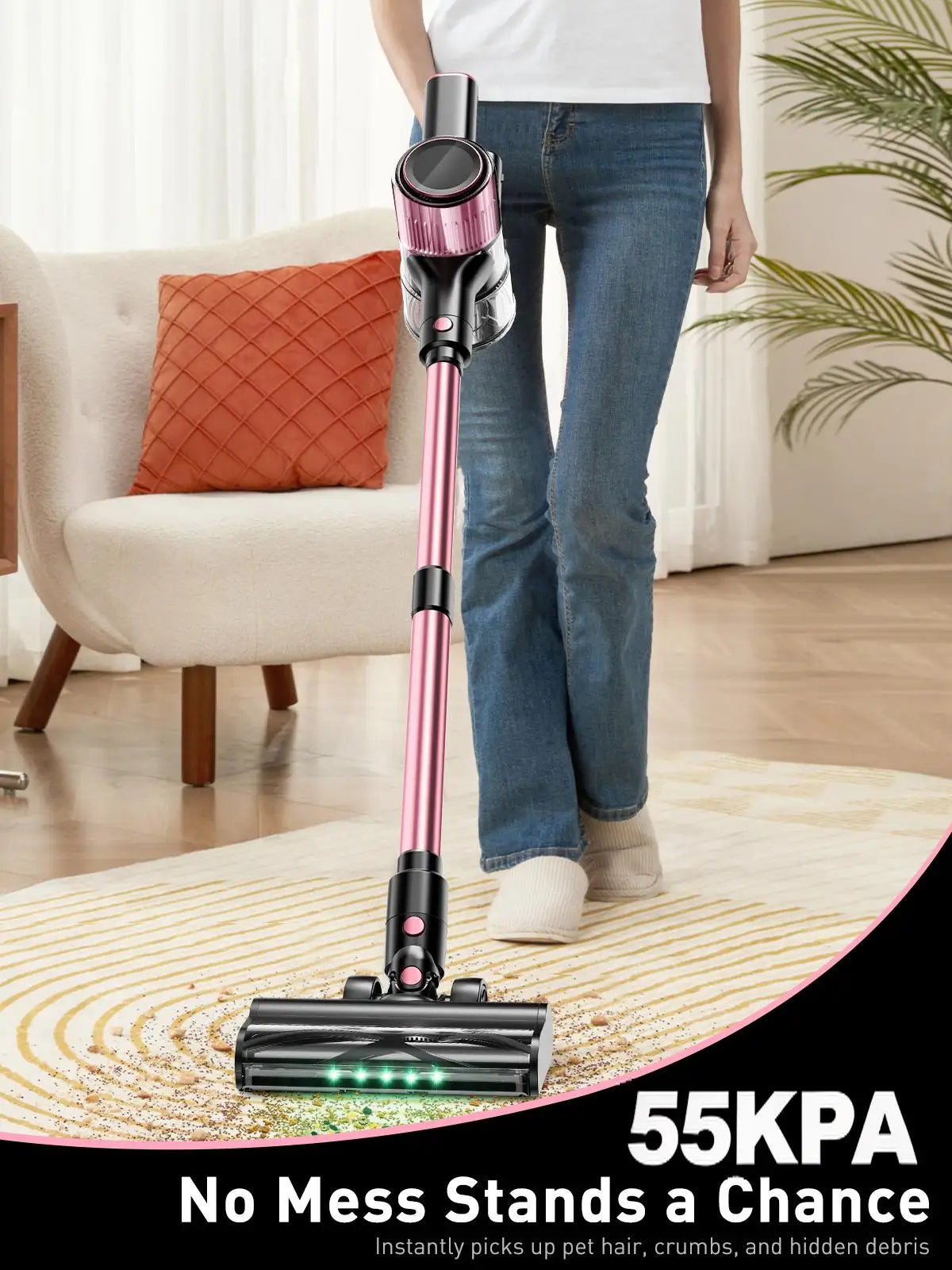 SUXIANGVAC Cordless Vacuum Cleaner 55KPa 500W 45Min Pet Hair Hard Floor Carpet