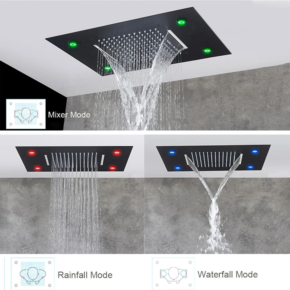 SAFLIHCAR Ceiling Shower Head With Remote LED Rainfall