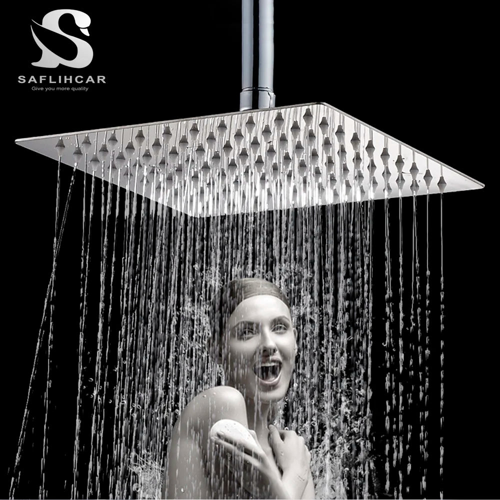 SAFLIHCAR Ultrathin Rainfall Stainless Steel Shower Head Wall Mounted