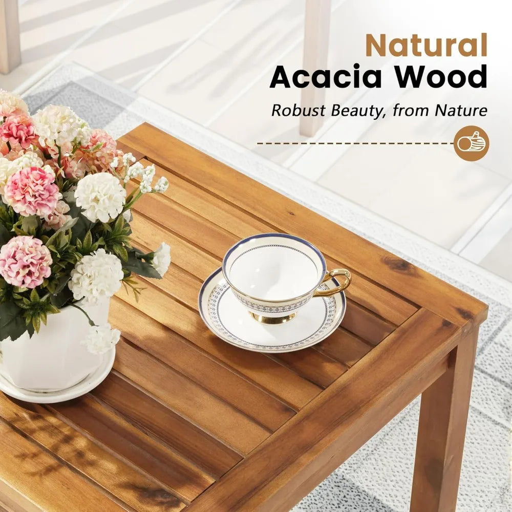 Flamaker Patio Chairs Acacia Wood Outdoor Set With Coffee Table