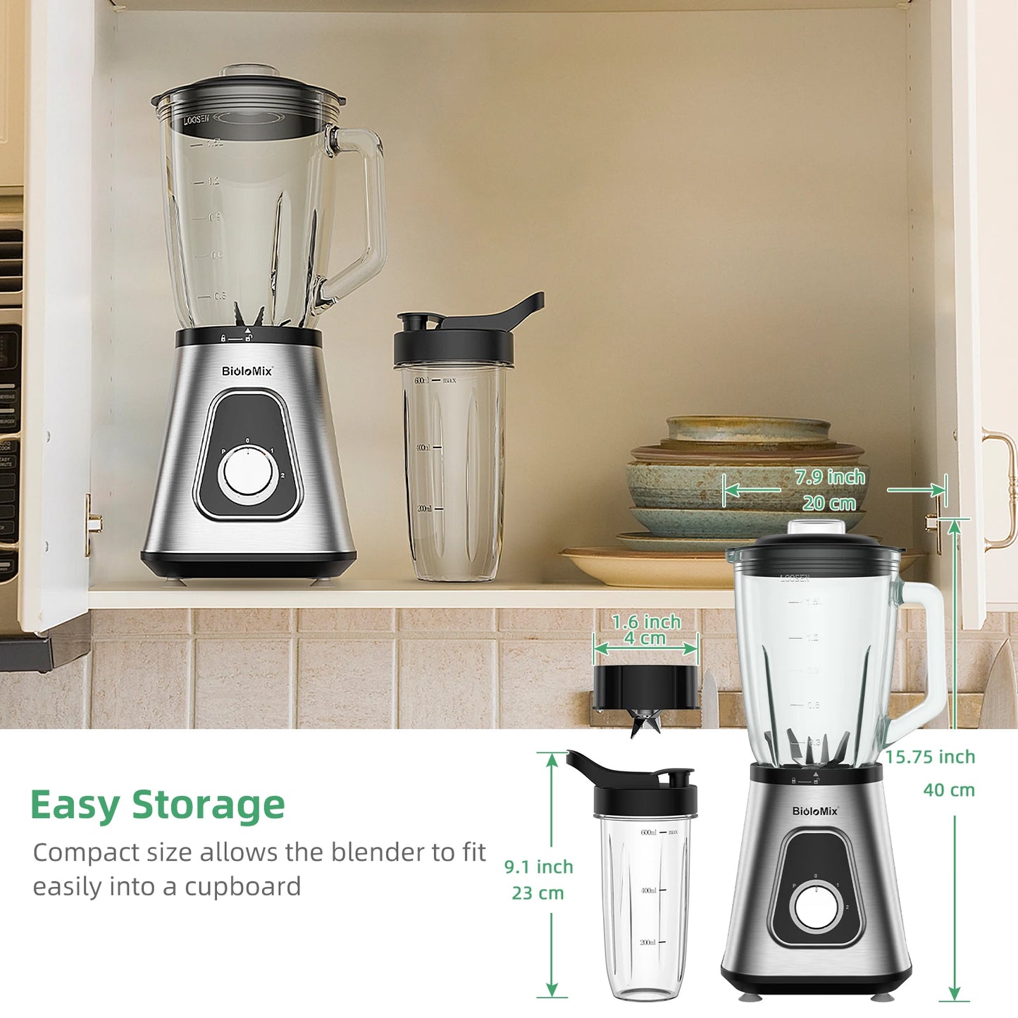 Biolomix 1300W Smoothie Maker Personal Blender For Frozen Drinks