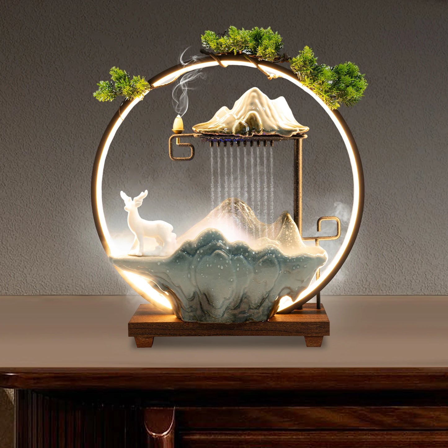 Tabletop LED Fountain Indoor Rockery Waterfall Decor