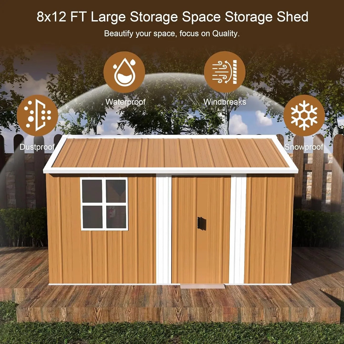 Heavy-Duty Metal Outdoor Storage Shed With Windows And Ventilation