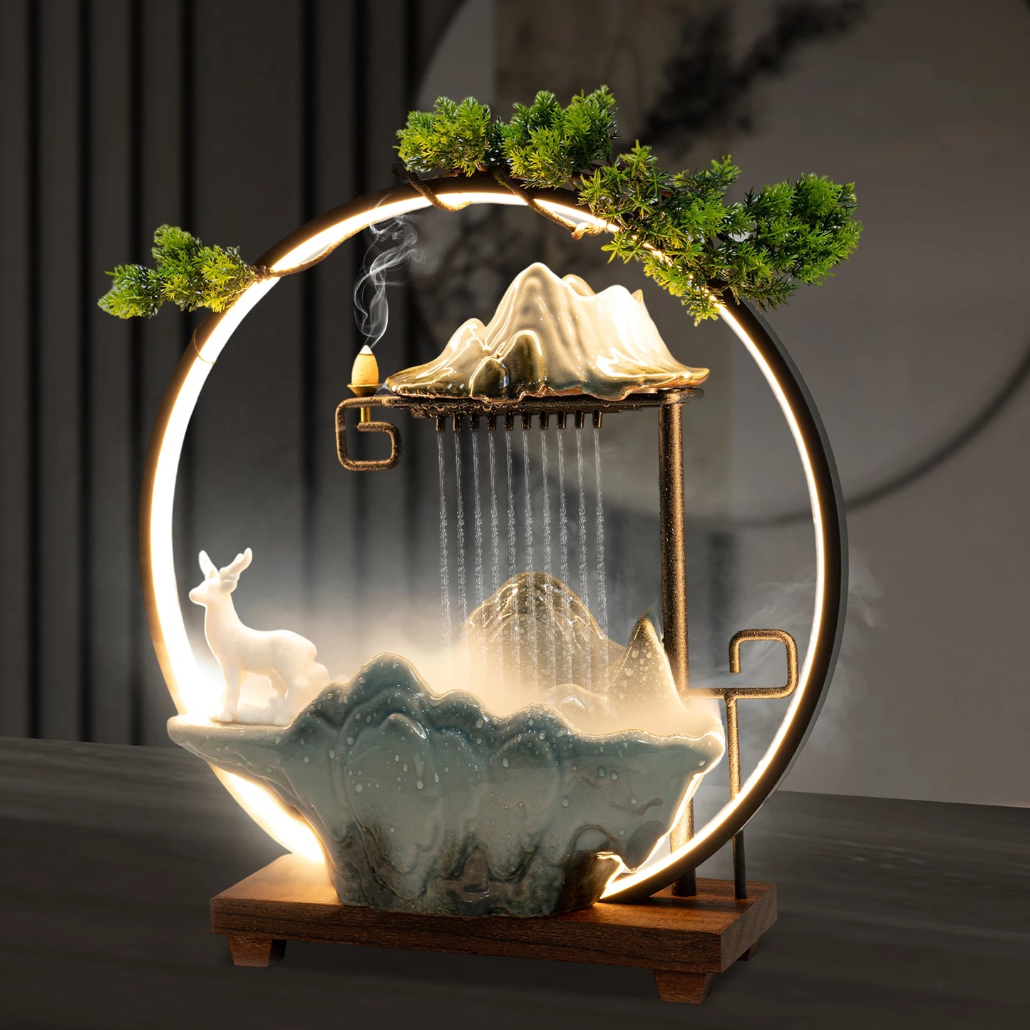 Tabletop LED Fountain Indoor Rockery Waterfall Decor