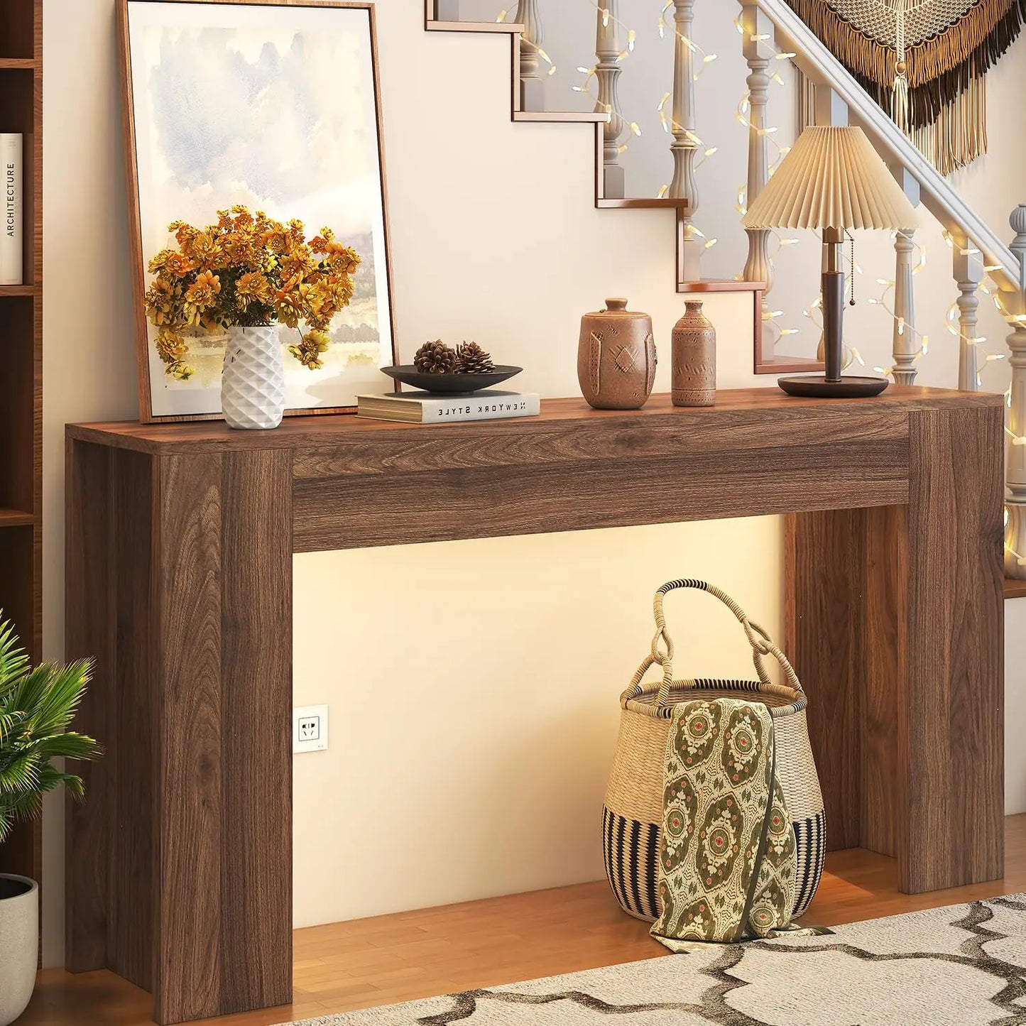 Guangbai LED Light Farmhouse Console Table Entryway