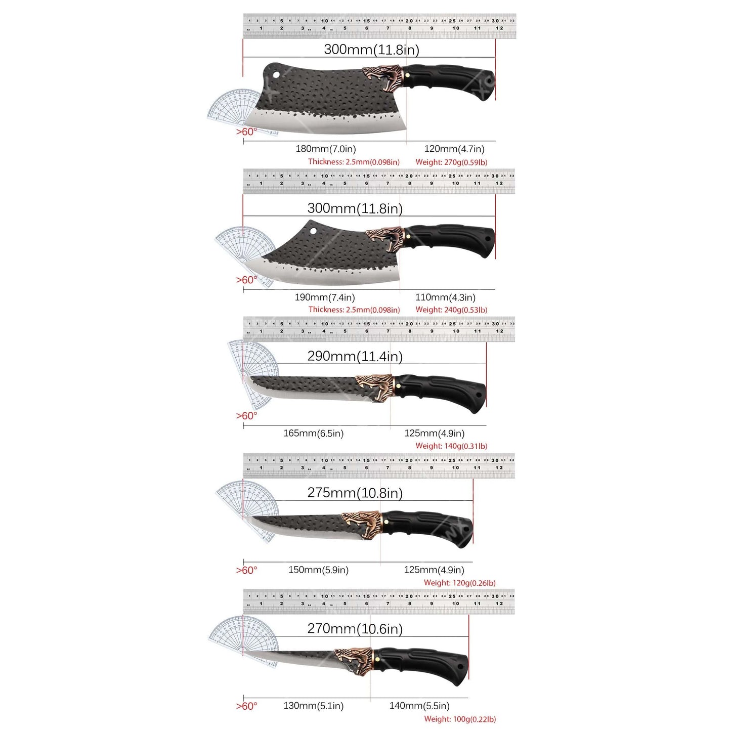 WXCOO Professional Kitchen Knife Set Forged Stainless Steel