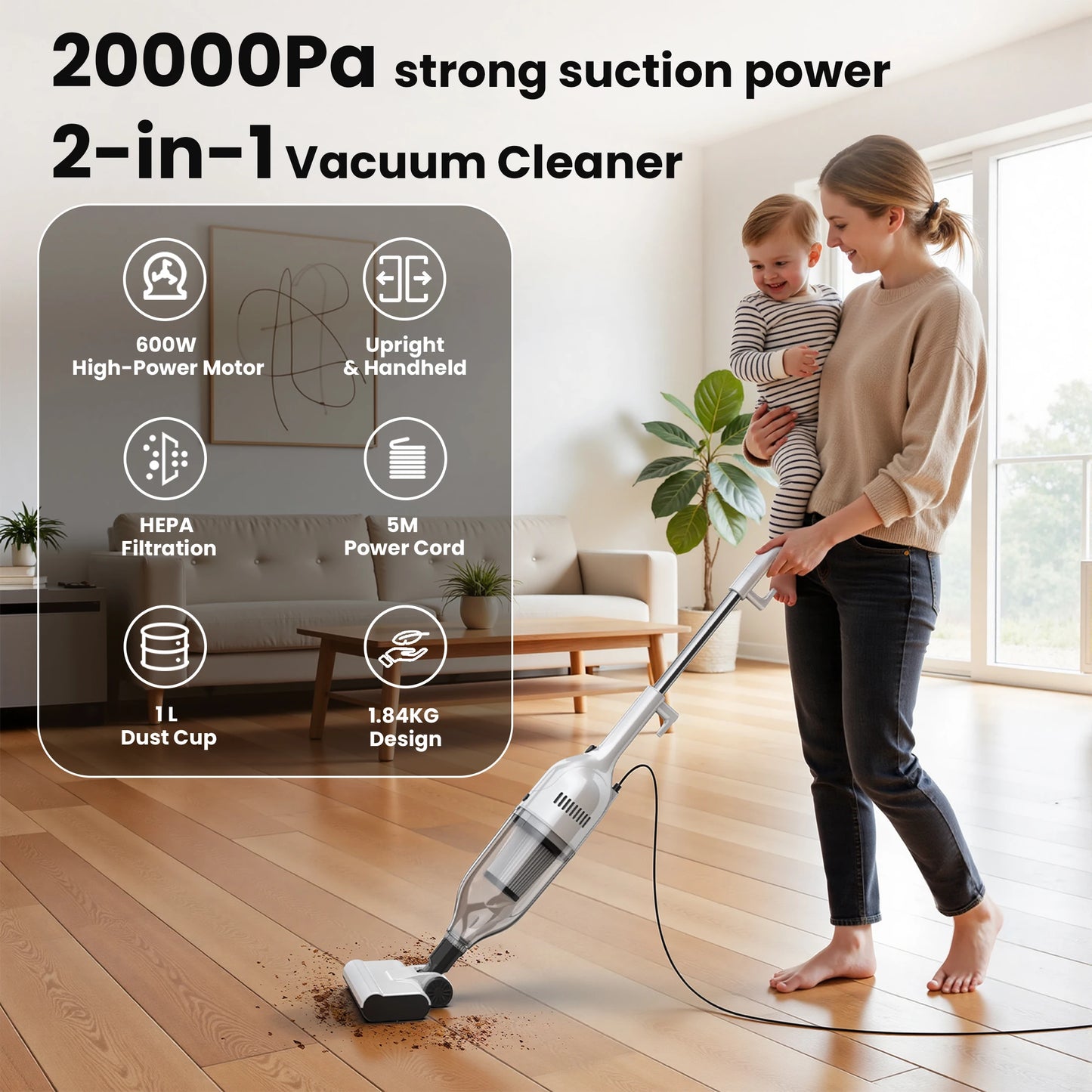 INSE R7 Corded Vacuum Cleaner 20Kpa Powerful Suction