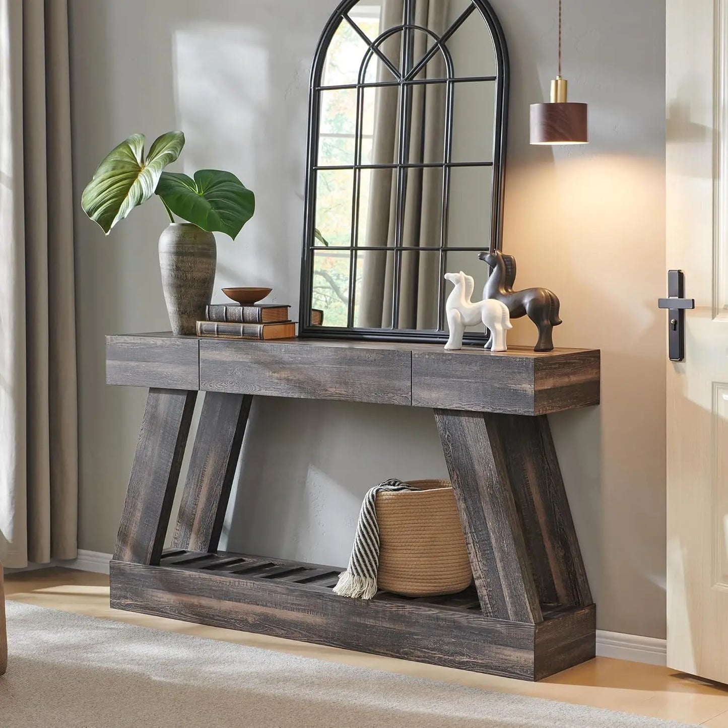 Tongyue Farmhouse Entryway Table With Drawer And Storage