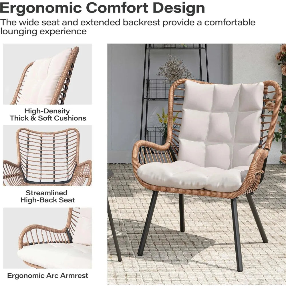 Outdoor Bistro Set With Coffee Table And Cushioned Seating Front Porch
