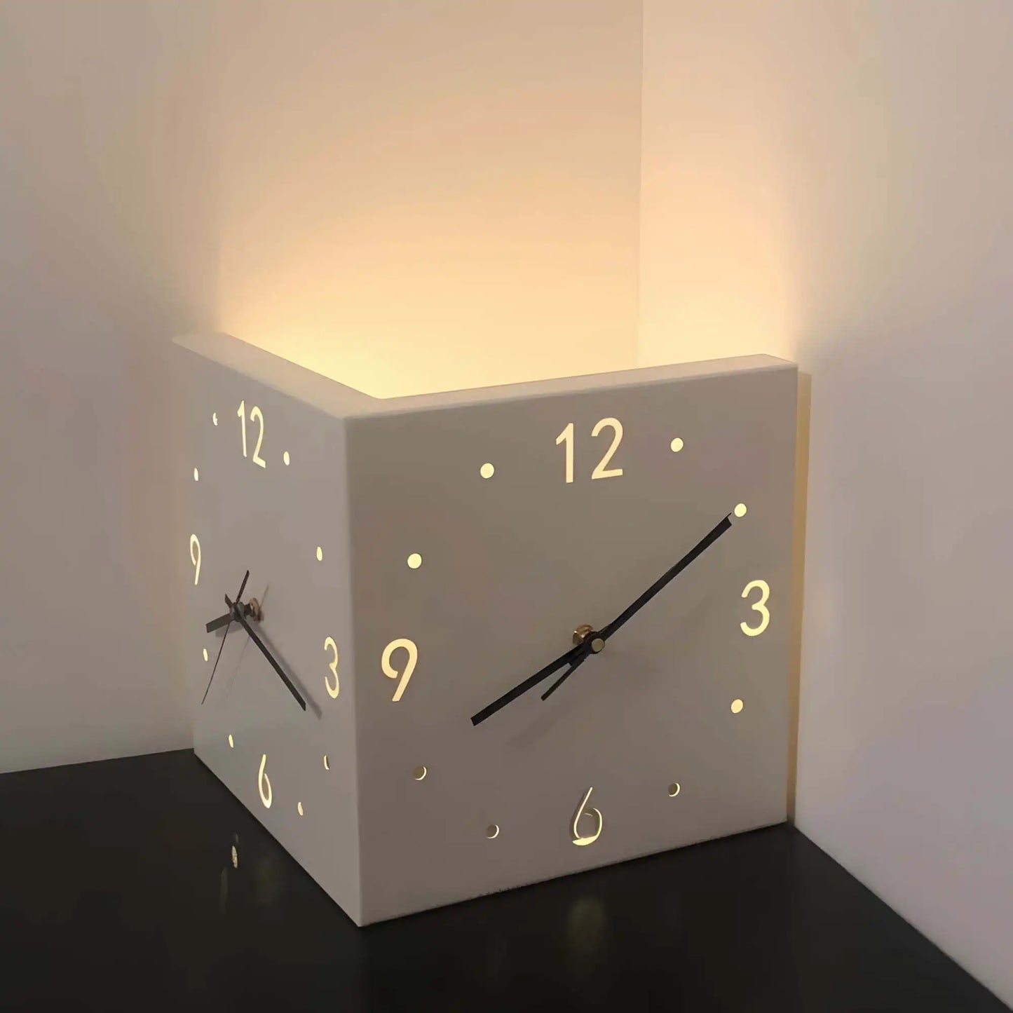Double-Sided Luminous Corner Wall Clock With Silent Operation