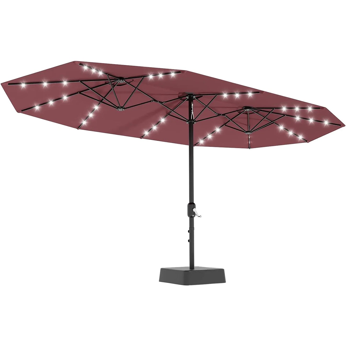 HiMISS Outdoor Patio Umbrella With Solar LED Lights Crank Handle