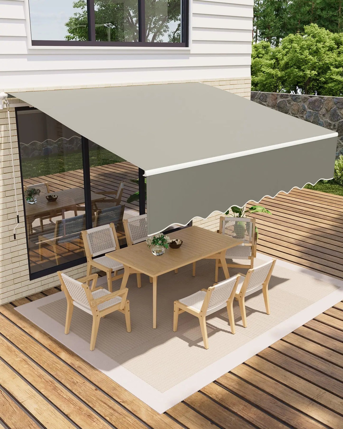 HiMISS Manual Retractable Patio Awning With Heavy Duty Aluminum Frame
