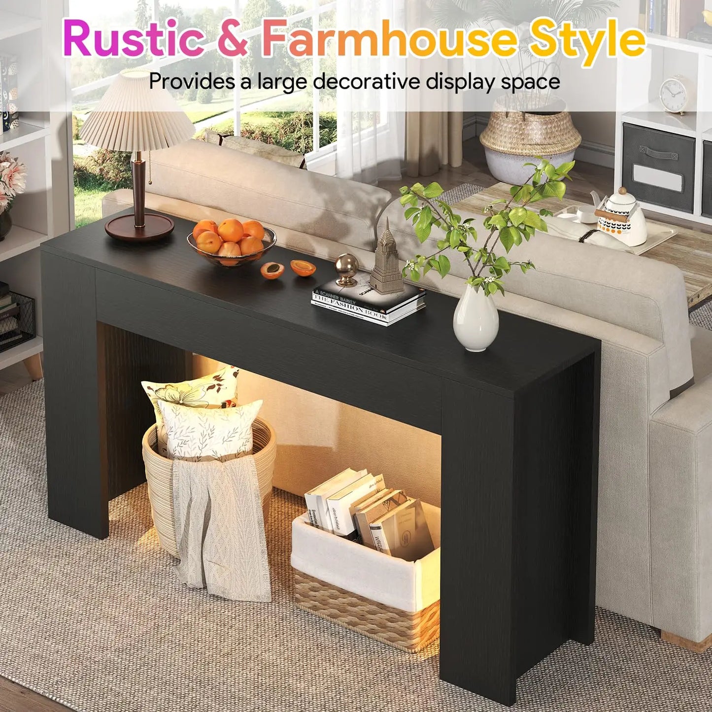 Guangbai LED Light Farmhouse Console Table Entryway