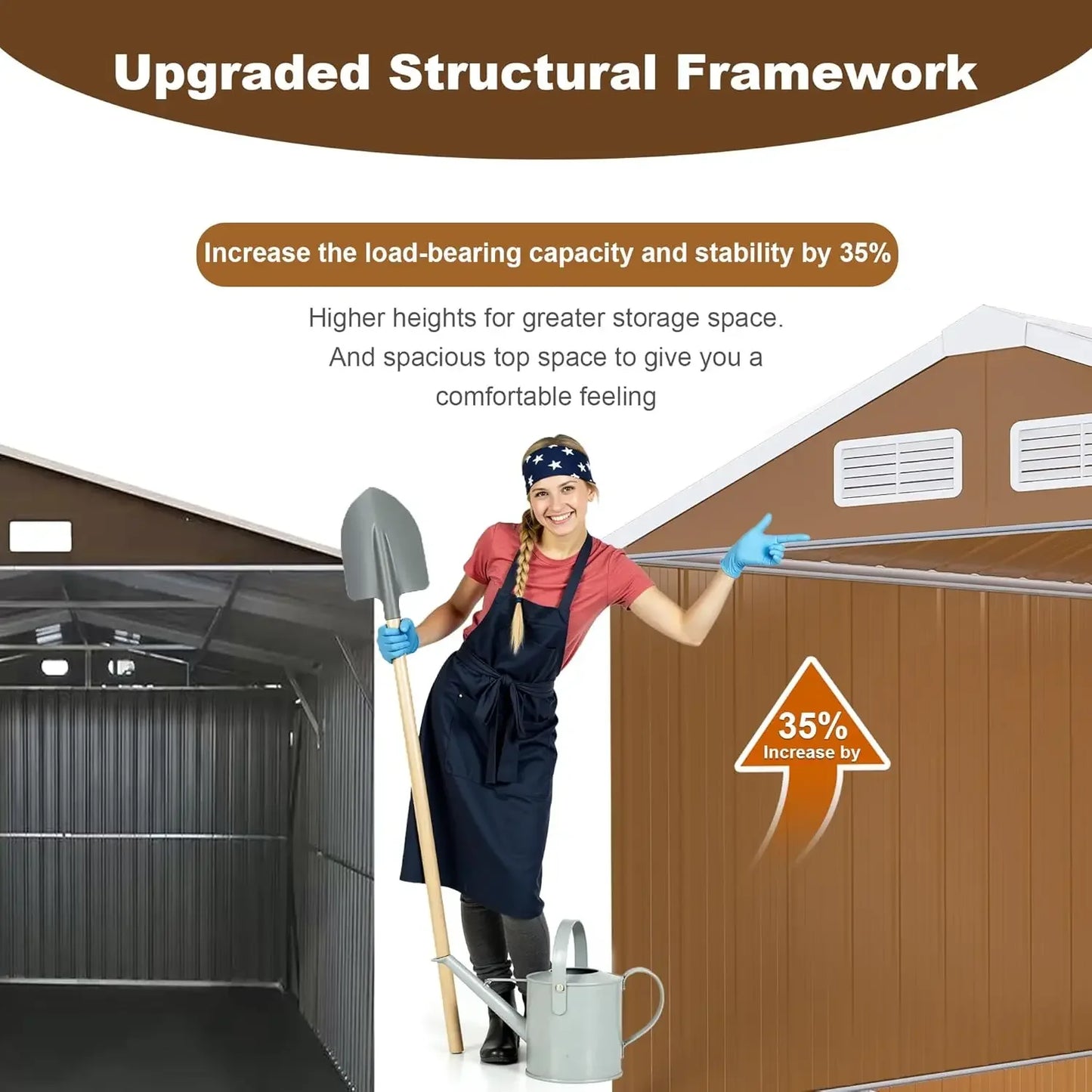 Heavy-Duty Metal Outdoor Storage Shed With Windows And Ventilation
