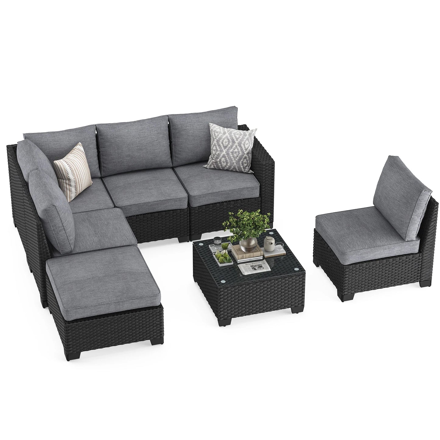 Farini Patio Sectional Sofa Set Outdoor Furniture With Ottoman