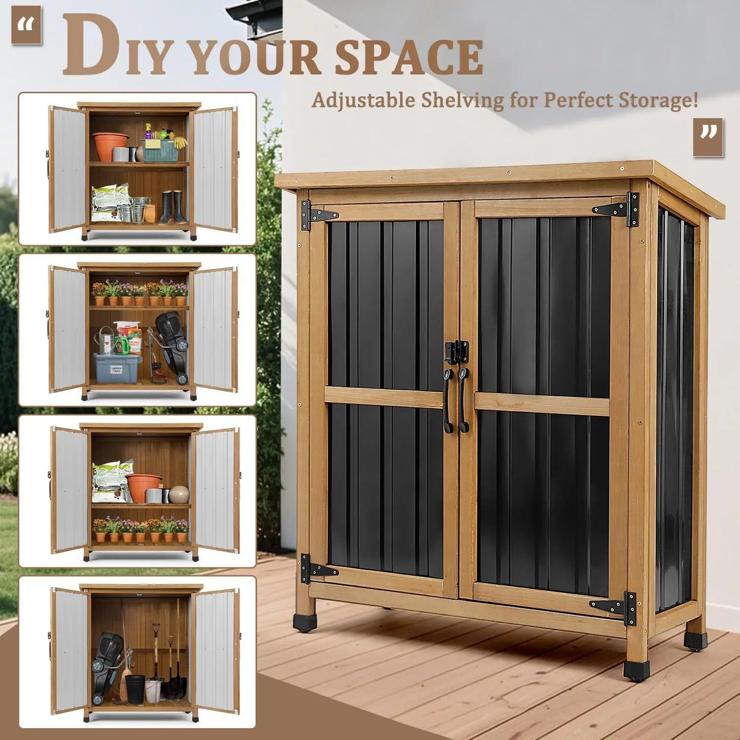 PetsCosset Outdoor Storage Shed Waterproof Garden Storage Cabinet GF31