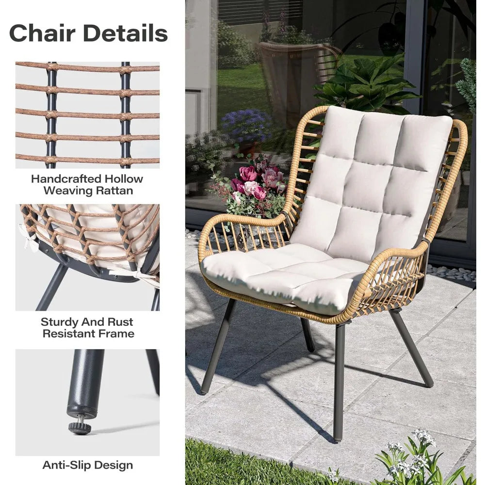 Outdoor Bistro Set With Coffee Table And Cushioned Seating Front Porch