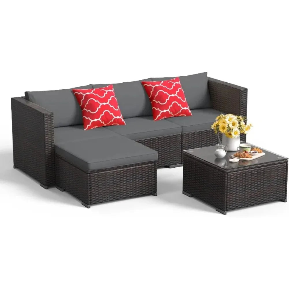 All-Weather Outdoor Garden Furniture Set Wicker Sofa