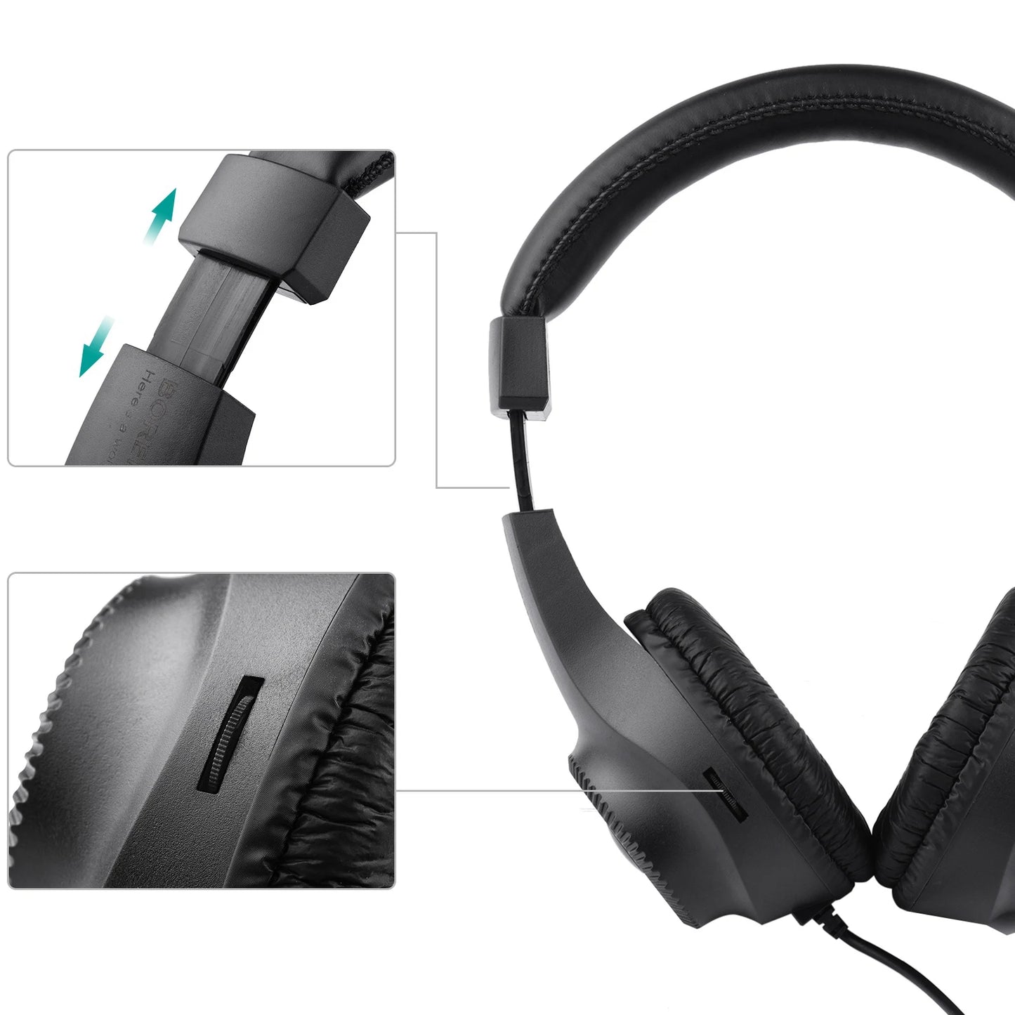 Docooler Wired Headset Self Adjusting Headband 6.5mm Jack For Instruments