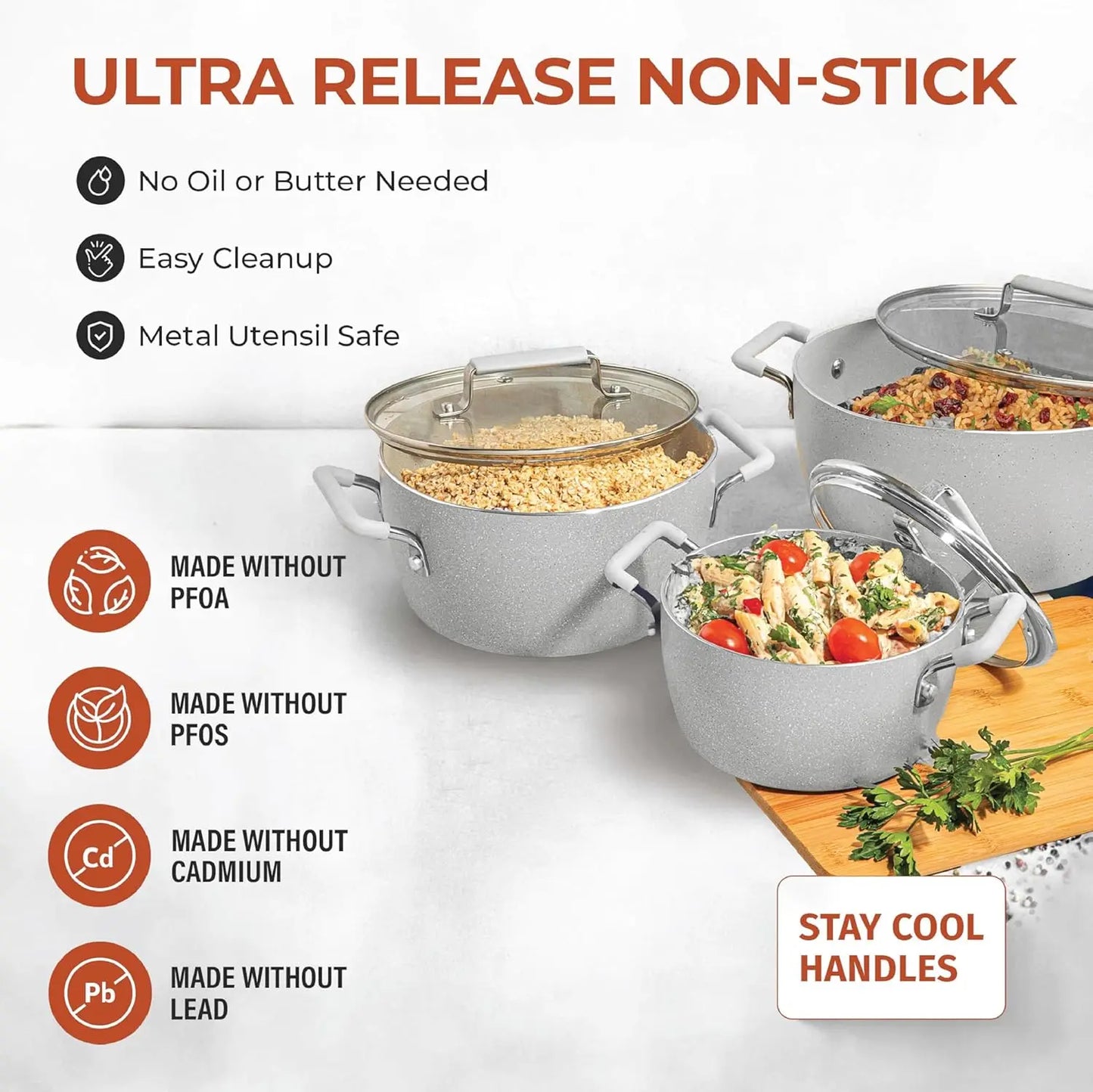 Nonstick Pots and Pans Set With Lids Dishwasher Safe