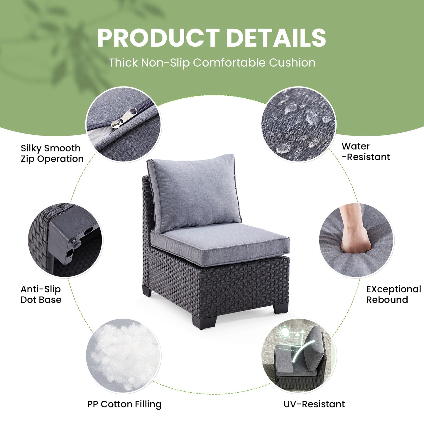 Farini Patio Sectional Sofa Set Outdoor Furniture With Ottoman