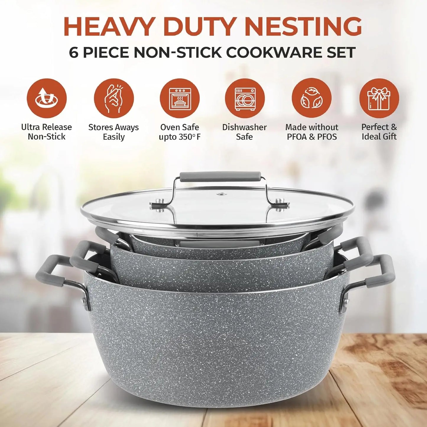 Nonstick Pots and Pans Set With Lids Dishwasher Safe