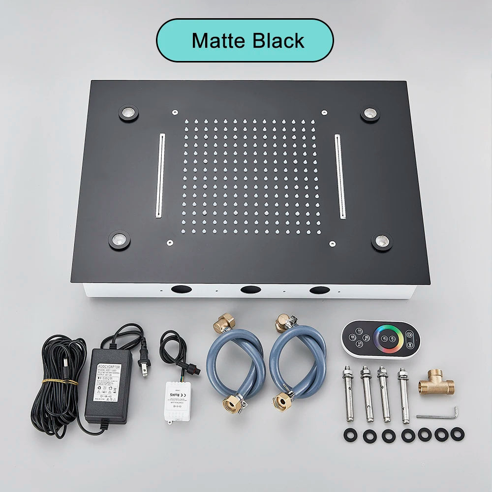 SAFLIHCAR Ceiling Shower Head With Remote LED Rainfall