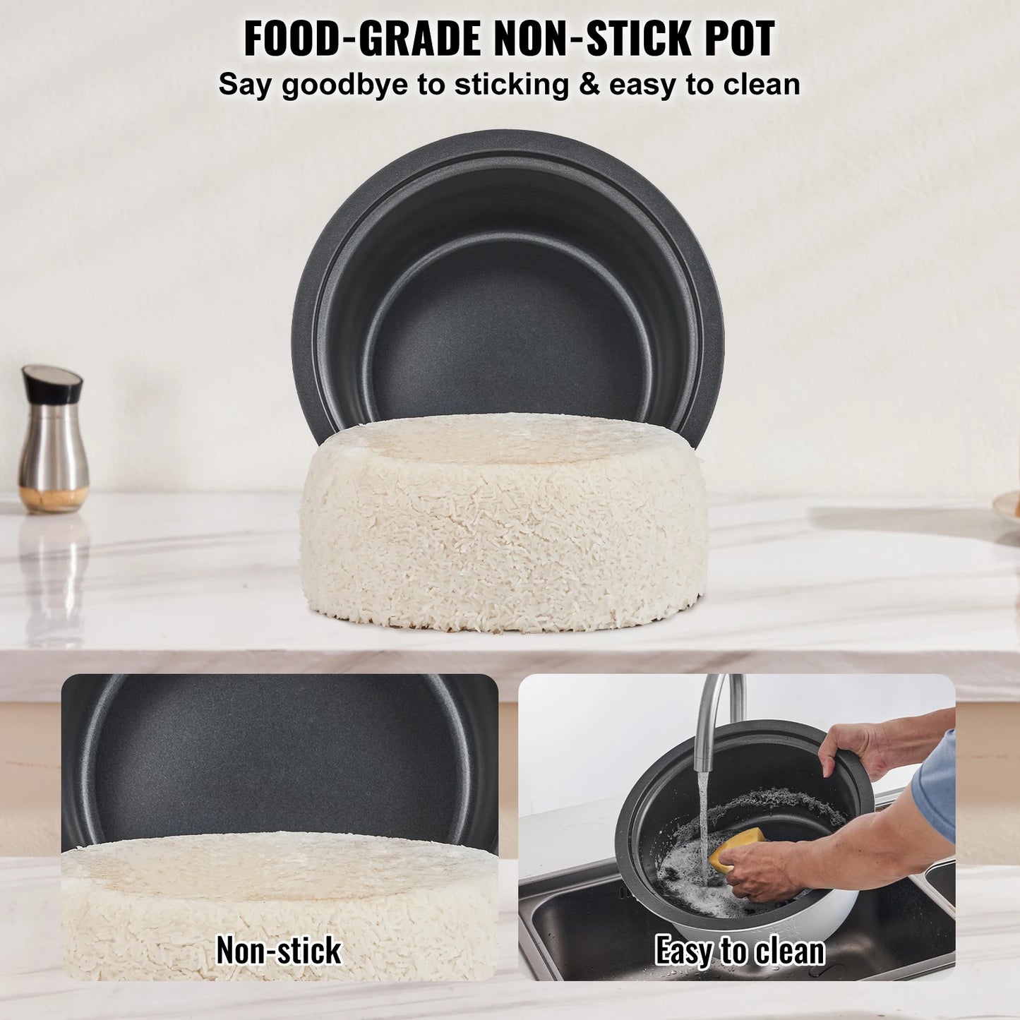VEVOR Commercial Rice Cooker With Aluminum Nonstick Inner Pot 24 Hour Keep Warm