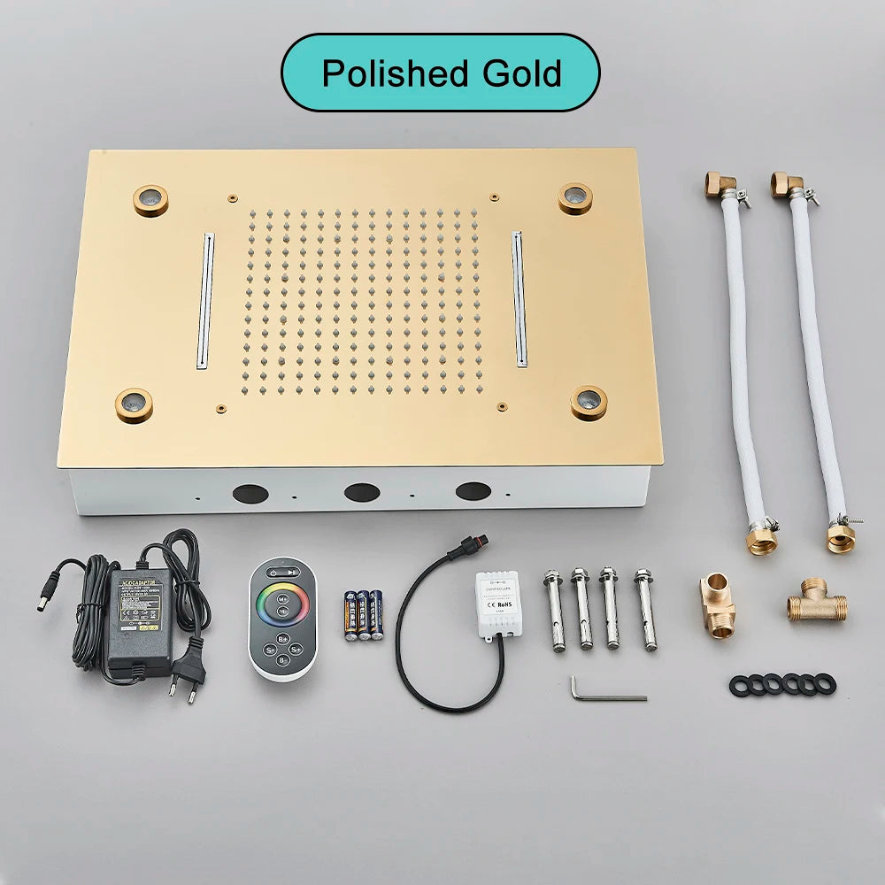 SAFLIHCAR Ceiling Shower Head With Remote LED Rainfall
