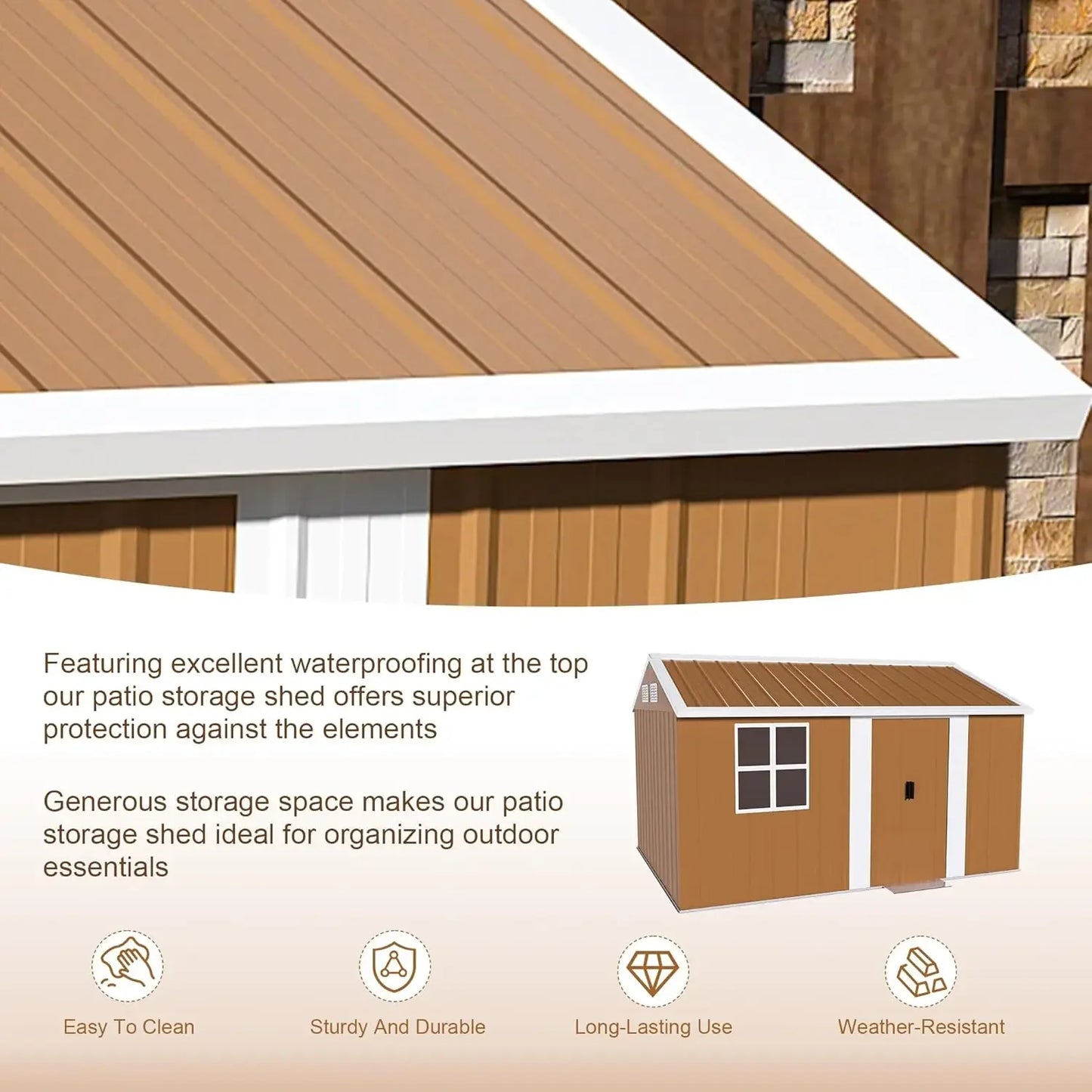 Heavy-Duty Metal Outdoor Storage Shed With Windows And Ventilation