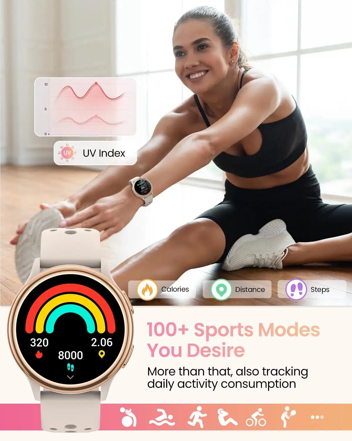 Bran Womens Smartwatch Fitness Tracker With Health Features