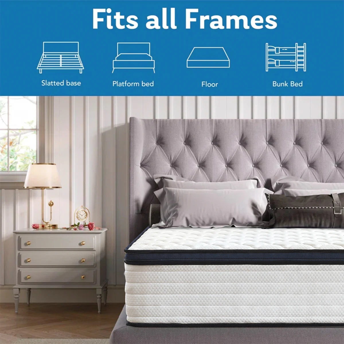 Amztree Gel Memory Foam Hybrid Mattress With Pocket Springs