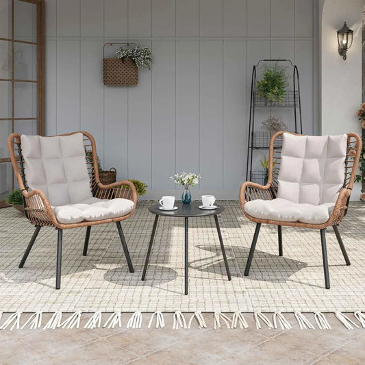 Outdoor Bistro Set With Coffee Table And Cushioned Seating Front Porch