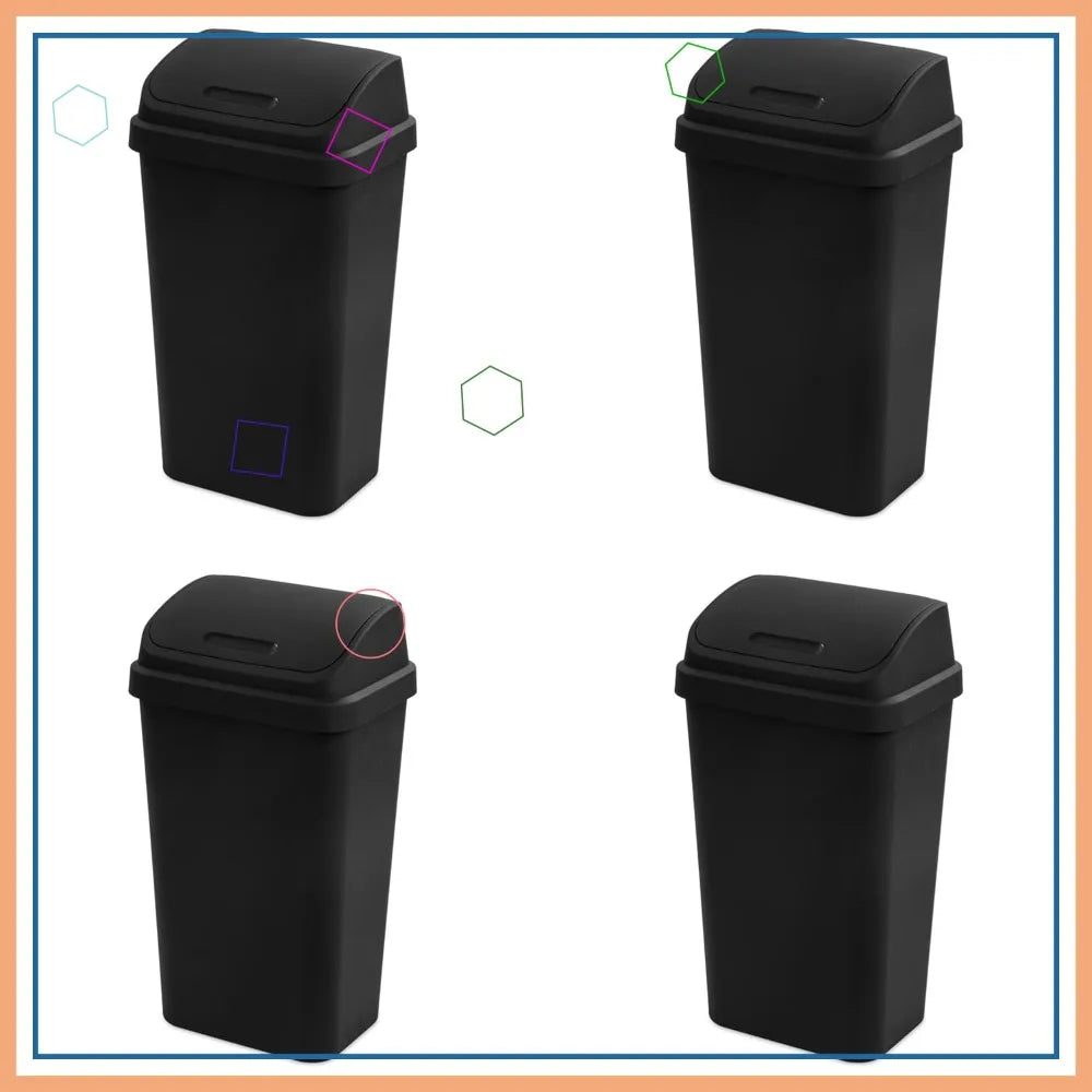 Swing Top Trash Cans 4-Pack For Kitchen Bathroom Office