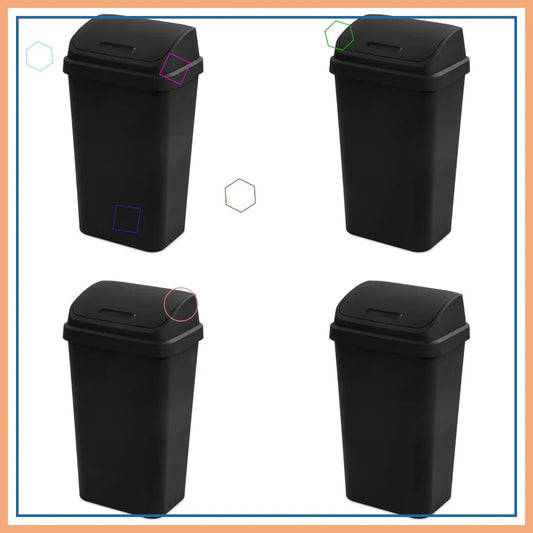 Swing Top Trash Cans 4-Pack For Kitchen Bathroom Office