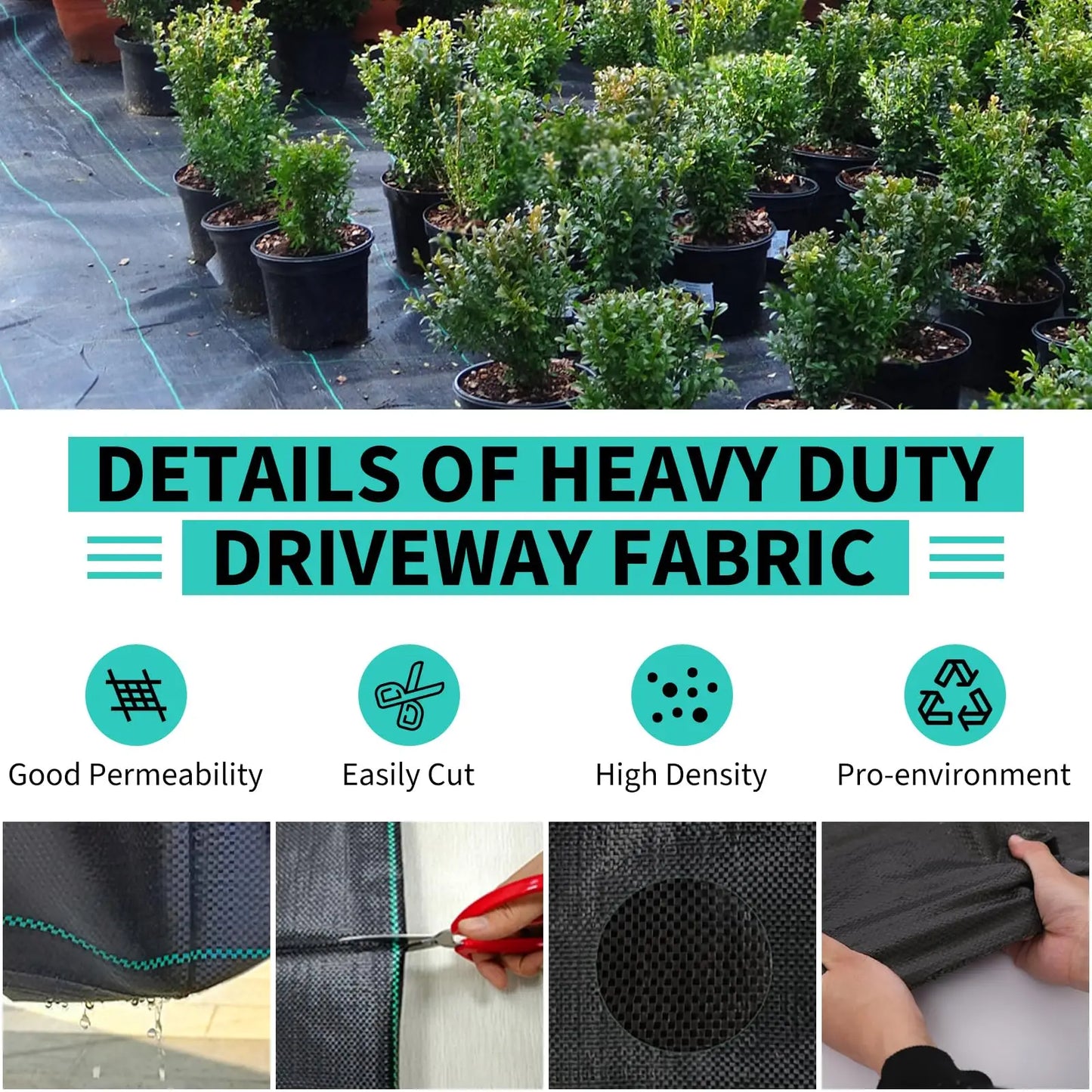 HiMISS Weed Barrier Landscape Fabric Heavy Duty Garden Cloth