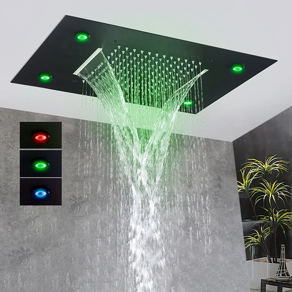 SAFLIHCAR Ceiling Shower Head With Remote LED Rainfall