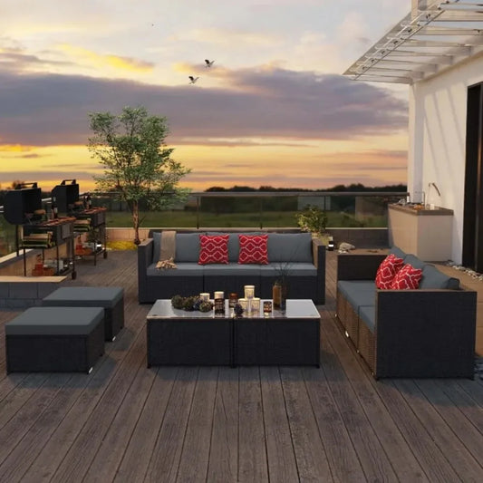 All-Weather Outdoor Garden Furniture Set Wicker Sofa