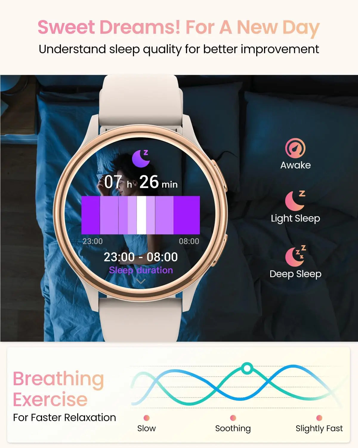 Bran Womens Smartwatch Fitness Tracker With Health Features