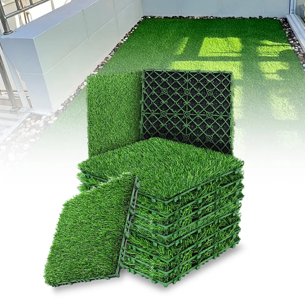 Realistic Grass Turf Tiles Interlocking Square Garden Decor Flooring