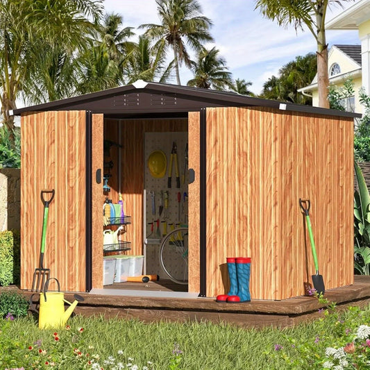 Durable Outdoor Storage Shed With Sliding Door Metal Garden Shed