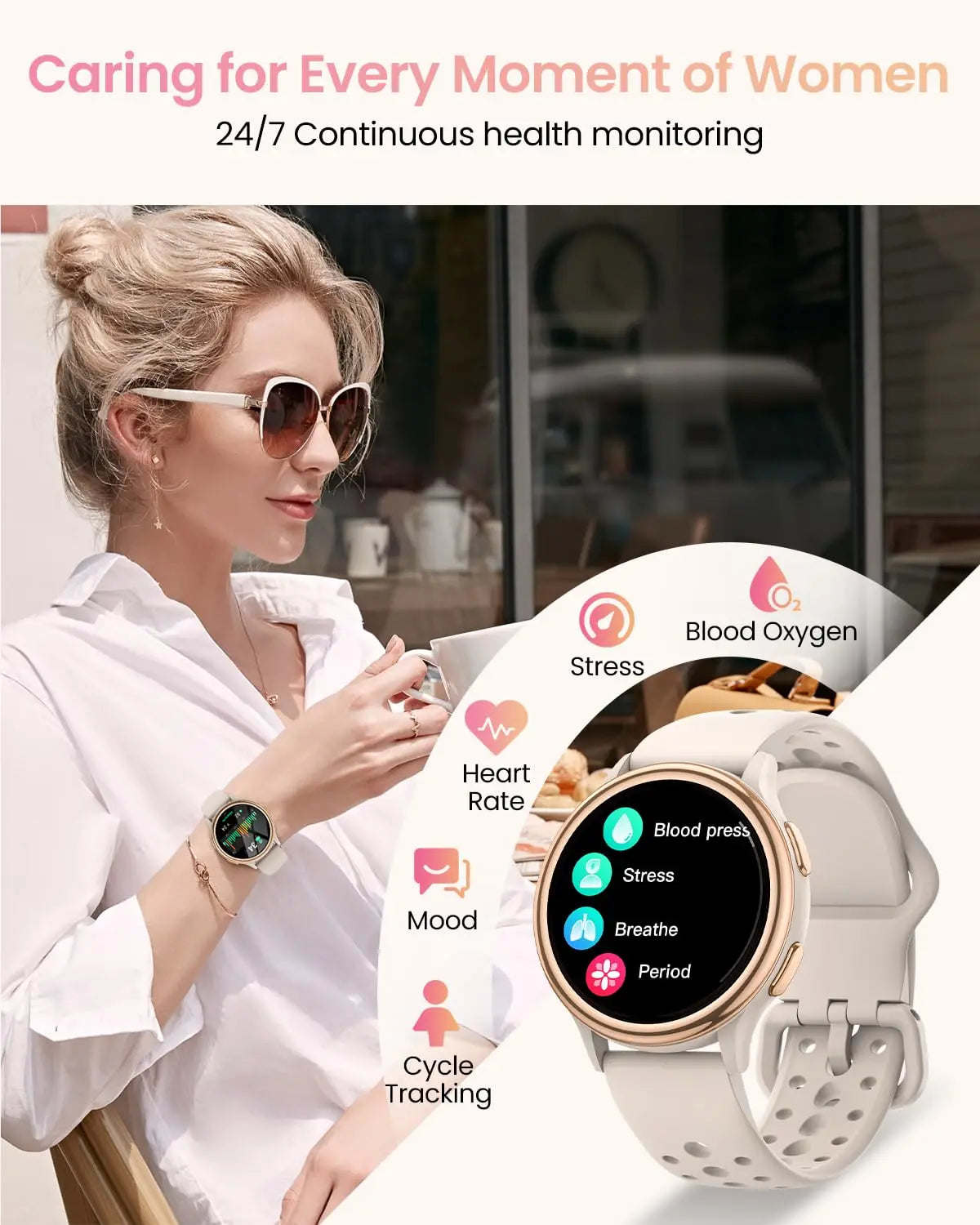 Bran Womens Smartwatch Fitness Tracker With Health Features