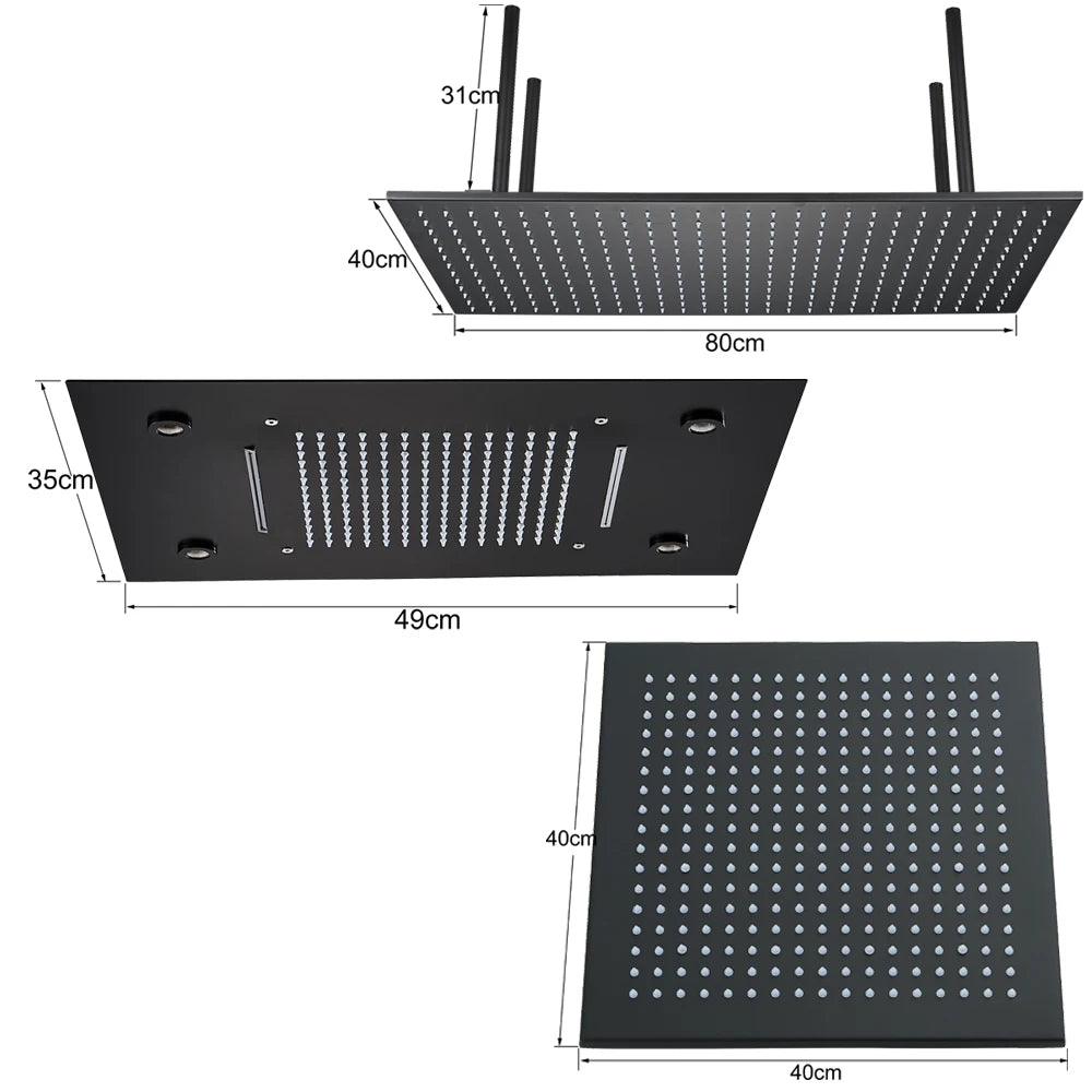 SAFLIHCAR Ceiling Shower Head With Remote LED Rainfall